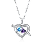Two-Tone Diamond Love God's Arrow Necklace Heart Pendant Chain