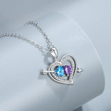 Two-Tone Diamond Love God's Arrow Necklace Heart Pendant Chain