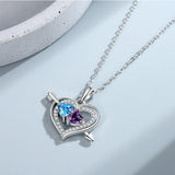 Two-Tone Diamond Love God's Arrow Necklace Heart Pendant Chain