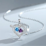 Two-Tone Diamond Love God's Arrow Necklace Heart Pendant Chain