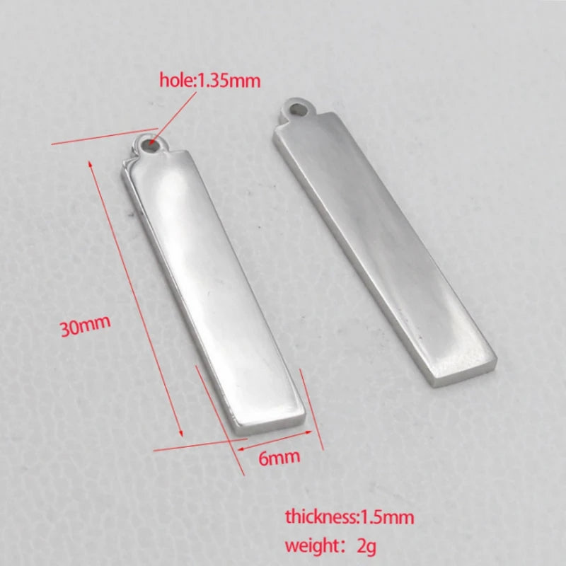 20Pcs 1.5*6*30mm Stainless Steel Bar Charm for DIY Jewelry Making
