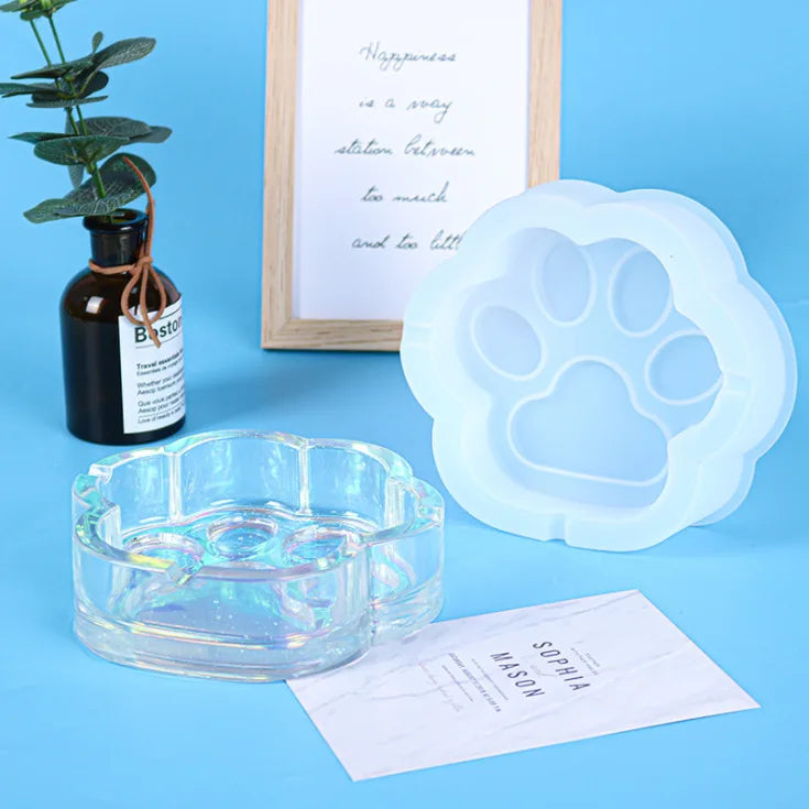 Silicone Mold Footprint Storage Box Ashtray Charms DIY Epoxy Resin Mold