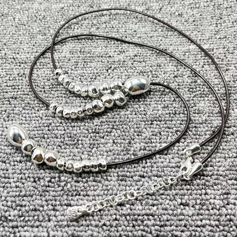 Electroplating 925 Silver Beads Rope Necklace