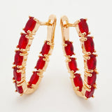 U-Shaped Hoop Earrings Rose Natural Zircon Fine Jewelry