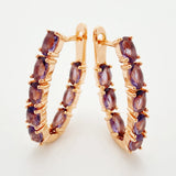 U-Shaped Hoop Earrings Rose Natural Zircon Fine Jewelry