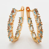 U-Shaped Hoop Earrings Rose Natural Zircon Fine Jewelry