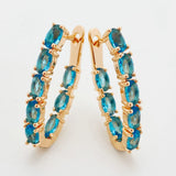 U-Shaped Hoop Earrings Rose Natural Zircon Fine Jewelry