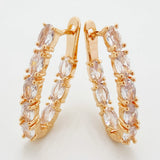 U-Shaped Hoop Earrings Rose Natural Zircon Fine Jewelry