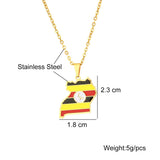Uganda Map Flag Pendant Necklace Stainless Steel Silver Charm Ugandan Jewelry