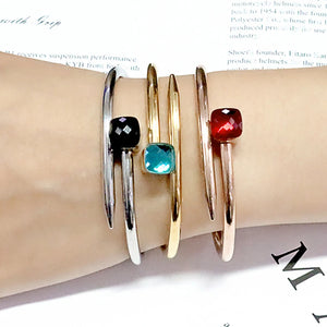 Crystal Stainless Steel Nail Bangle Bracelet for Woman