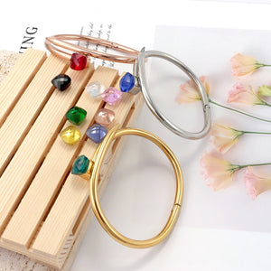 Crystal Stainless Steel Nail Bangle Bracelet for Woman