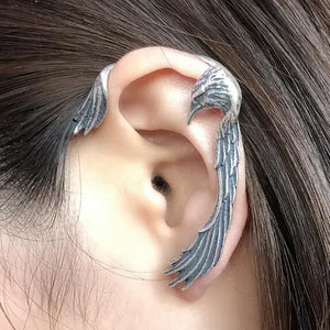 Real 925 Sterling Silver Left Ear Clip On Earrings Animal Bird Earcuff