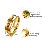 Unique Couple Wedding Ring for Women Men 6MM Stainless Steel CZ Love Gift