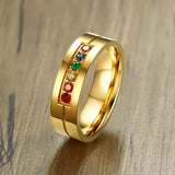 Unique Couple Wedding Ring for Women Men 6MM Stainless Steel CZ Love Gift