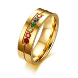 Unique Couple Wedding Ring for Women Men 6MM Stainless Steel CZ Love Gift