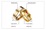 Unique Couple Wedding Ring for Women Men 6MM Stainless Steel CZ Love Gift