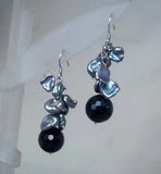 Gray Pearl Agate Grape Dangle Earrings Custom Order for Bridesmaid