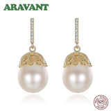 925 Silver Freshwater Pearl Drop Earrings Women's Jewelry
