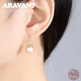 925 Silver Freshwater Pearl Drop Earrings Women's Jewelry