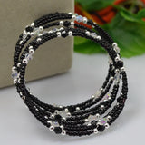 AA Crystal Bracelet 8 Rows Tible Silver Wrap Bangle
