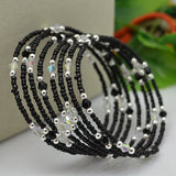 AA Crystal Bracelet 8 Rows Tible Silver Wrap Bangle