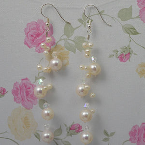 AA Pearl Earrings Freshwater Pearls Crystal S925 Silver Dangle
