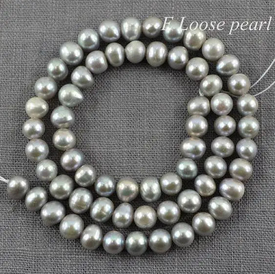 Freshwater Pearls Potato Gray Loose Beads 6-7mm Full Strand DIY Jewelry Making