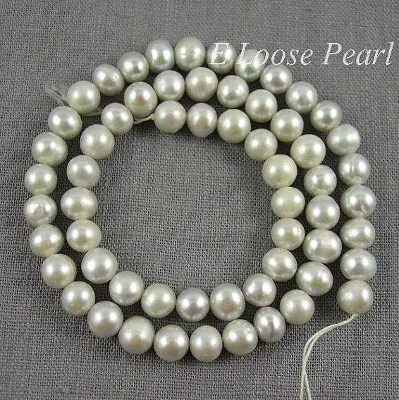 Freshwater Pearls Round Potato Gray Loose Beads 7mm Full Strand