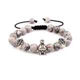 Men's Vintage Helmet Shield Charms Stone Beads Bracelet