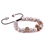Men's Vintage Helmet Shield Charms Stone Beads Bracelet