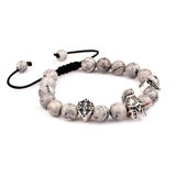 Men's Vintage Helmet Shield Charms Stone Beads Bracelet