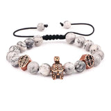 Men's Vintage Helmet Shield Charms Stone Beads Bracelet