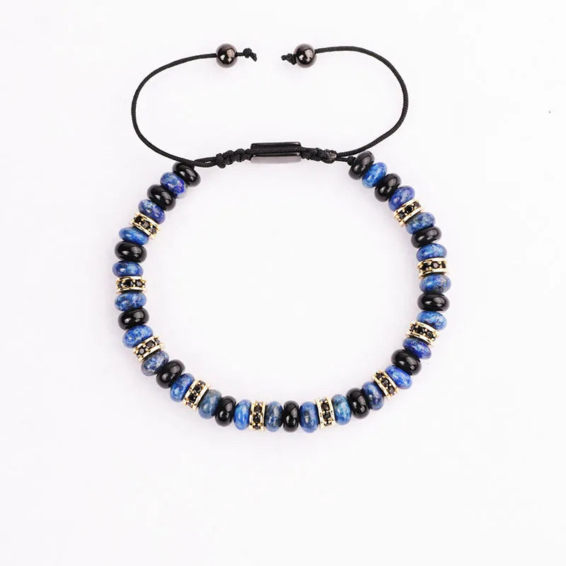 Natural Stone CZ Spacers Handcraft Beaded Adjustable Bracelet