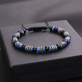 Natural Stone CZ Spacers Handcraft Beaded Adjustable Bracelet