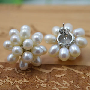 Freshwater Pearl Flower Stud Earrings for Wedding