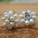 Freshwater Pearl Flower Stud Earrings for Wedding