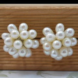Freshwater Pearl Flower Stud Earrings for Wedding