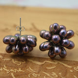 Wedding Pearl Earrings Freshwater Pearl Flower Studs