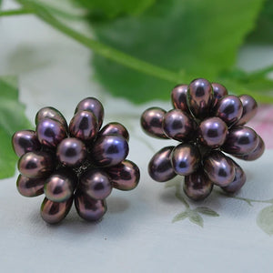Wedding Pearl Earrings Freshwater Pearl Flower Studs