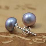 Gray Freshwater Pearl Earrings 11mm Silver Studs