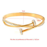 Crystal Zircon Nail Head Cross Stainless Steel Bracelet For Woman