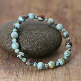 Mixed Ocean Jaspers Beads Wrap Bracelet 4mm 8mm Boho Braid Bracelet