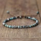 Mixed Ocean Jaspers Beads Wrap Bracelet 4mm 8mm Boho Braid Bracelet