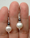 Freshwater Pearl Hematite S925 Silver Earrings