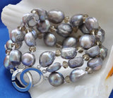 Gray Baroque Cultured Pearl Smoky Quartz Bangle