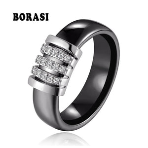 6mm Ceramic Ring Stone Crystal Wedding Engagement Jewelry