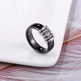 6mm Ceramic Ring Stone Crystal Wedding Engagement Jewelry