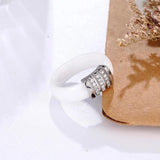 6mm Ceramic Ring Stone Crystal Wedding Engagement Jewelry
