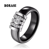 6mm Ceramic Ring Stone Crystal Wedding Engagement Jewelry