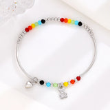 Colorful Beads Lucky Heart Bear 925 Sterling Silver Charm Bracelet
